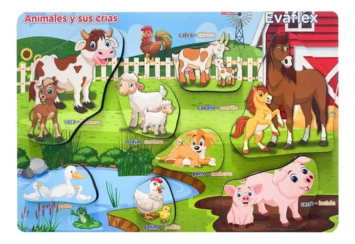 ENCAJE ANIMALES Y SUS CRIAS C/8 PZS